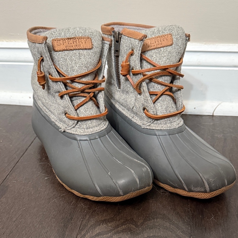 Sperry Gray and Brown Duck Boots